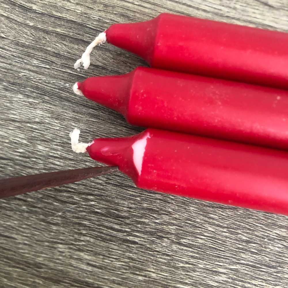 Red Taper Candle Set - Picture 3 of 4